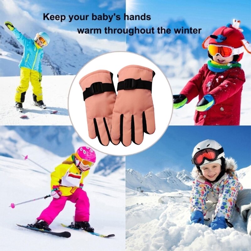 Mitaines neige d'hiver pour enfants, gants thermiques imperméables à doigts complets