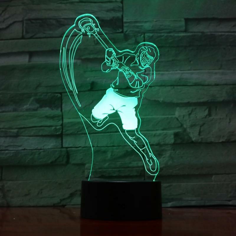Hockey Sports 3D Lamp USB acrilico 3D LED Night Light Multicolor Gradient Ambience Light per scrivania, camera da letto Decor Gift for Friends