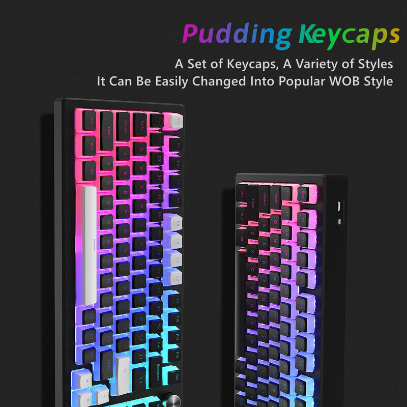 165 Key Pudding PBT Double Shot  Keycaps OEM Profile Custom Keycap Set Suit for 100%, 75%, 65%, 60% Gaming Mechanical Keyboard