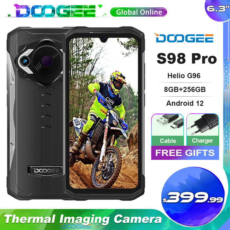 DOOGEE S98 Pro 8GB+256GB Rugged Phone Thermal Imaging camera Phone Helio G96 33W Fast Charge IP68/IP69K smartphone