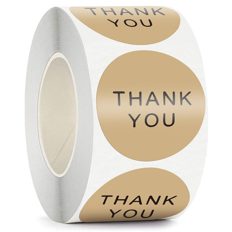 Etiquetas adhesivas redondas para decoración de sobres y tarjetas de visita, pegatinas de agradecimiento, lámina dorada de 1 pulgada, 50-500 piezas