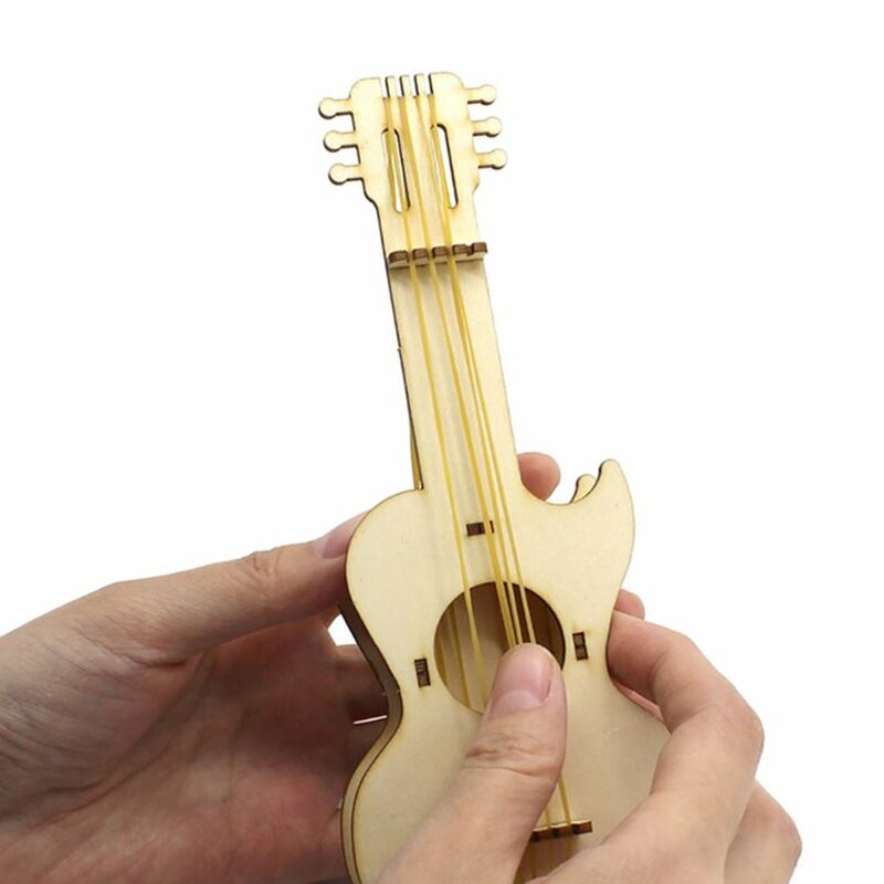 FEICHAO DIY 3D Puzzle drewniane Mini modele gitarowe na zabawki dla dzieci na prezent Student Science Project zestaw eksperymentalny