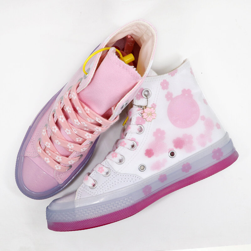 Originale 21style Cherry Tie dye printin Blossom Pink AF lacci delle scarpe donna Flower sneaker donna pizzo di pizzo bianco femminile lacci delle scarpe