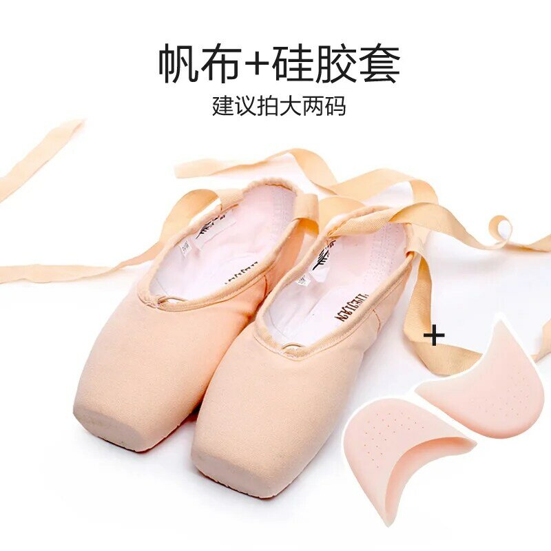 Ballet Dance Shoes For Girls Toe Shoes With Straps Satin Dance Shoes Flat Bottomed Training Shoes And Big Children'S Dance