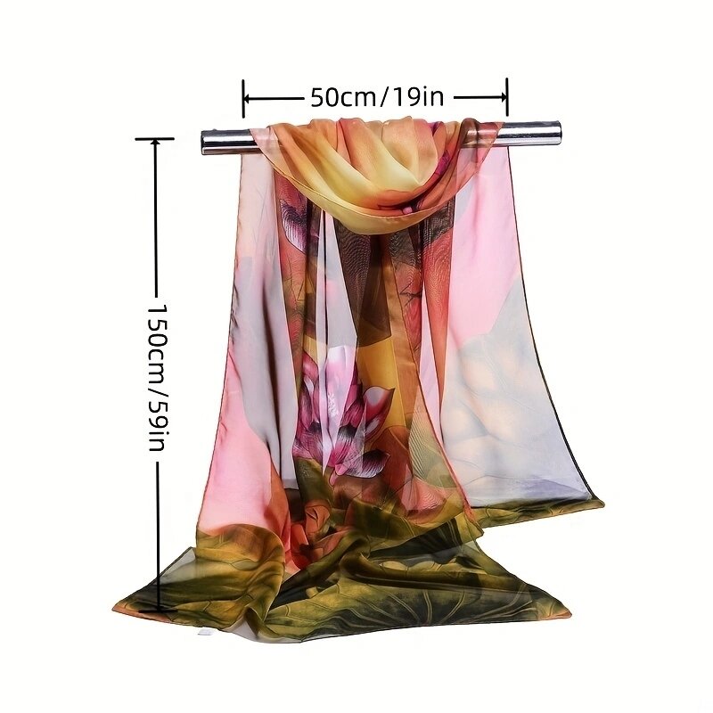 160*50cm Fashion print simulatie zijden chiffon gestreepte sjaal wilde mode sjaal zonnebrandcrème Bloem bloemen sjaal sjaals