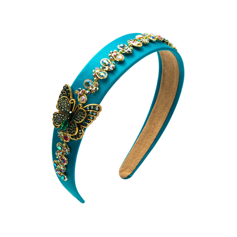 Diamante borboleta Headband decorativa, elegante de alto grau cabelo acessórios, estilo barroco, best-seller na Europa e América