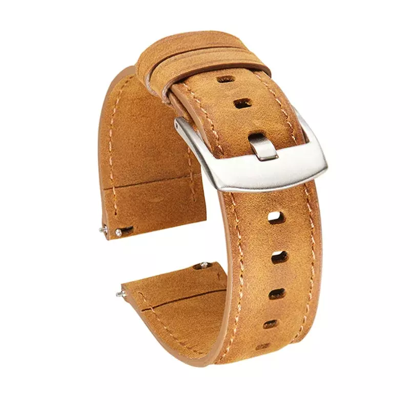 Bracelet de montre en cuir véritable souple brossé, libération rapide, bracelet de montre, 20mm, 22m, nouveauté
