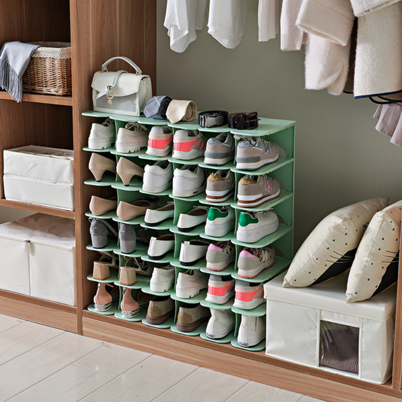 Organizador de zapatos apilable de 6 capas, estante para zapatos, soporte para ahorro de espacio, caja de almacenamiento