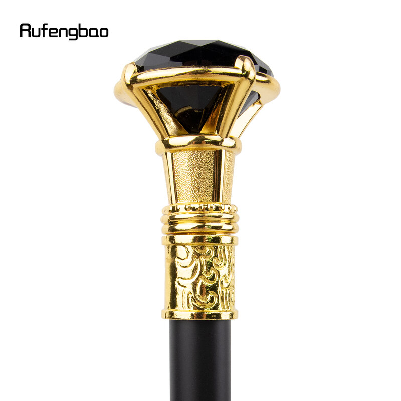 Black Diamond Type Golden Walking Cane Fashion Decorative Walking Stick Gentleman Elegant Cosplay Cane Knob Crosier 93cm
