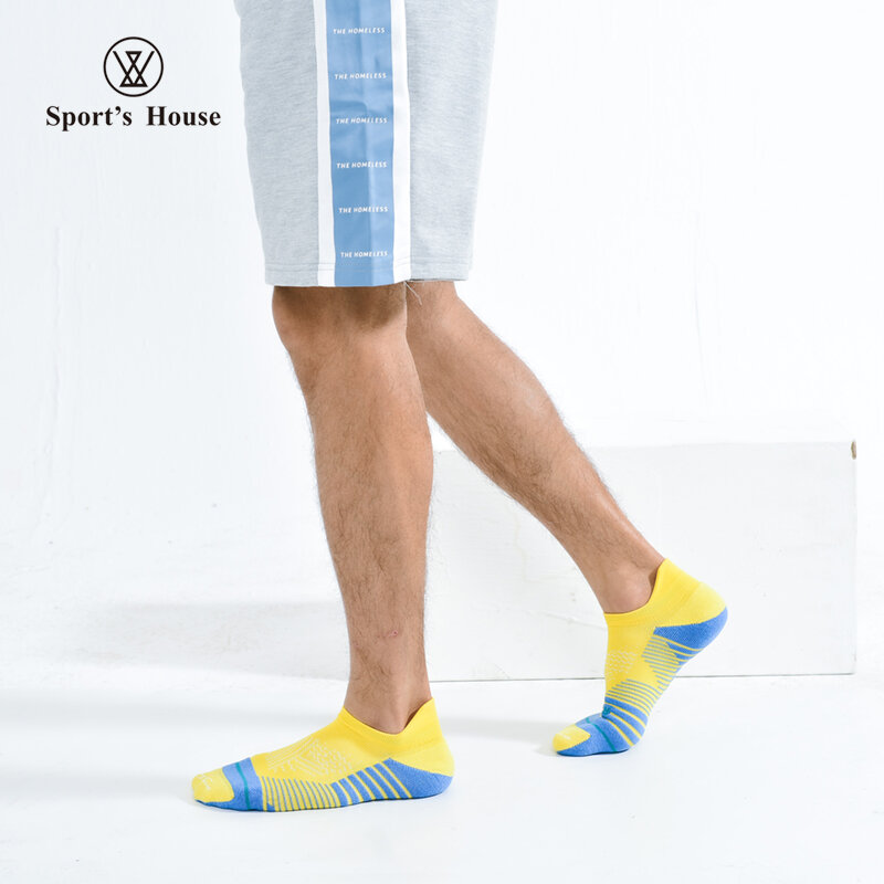 Kaus kaki lari pendek untuk pria di musim semi dan musim panas kaus kaki perahu olahraga bersirkulasi penyerap keringat jaring bawah handuk
