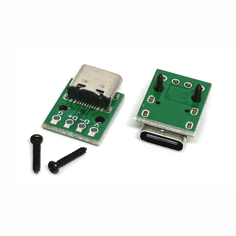 Placa de prueba hembra TYPE-C, placa PCB USB 3,1, 16P a 2,54mm, de 4 pines conector DIP, Módulo adaptador de corriente de alta corriente con tornillos