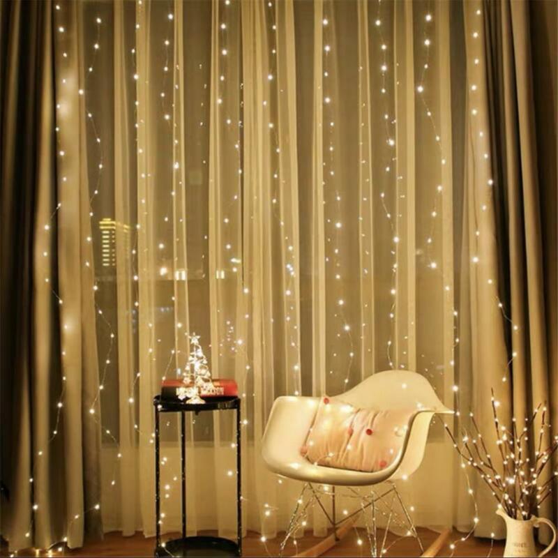Adjustable Height Fairy Lights Remote Controlled Led Curtain Lights for Bedroom Outdoor Decor Fairy Lights for Weddings Parties