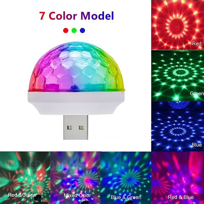 4W USB LED Car Atmosphere Light RGB Music Sound Control DJ Disco Ball Lamp Home Party USB To Apple Android Phone Disco Light