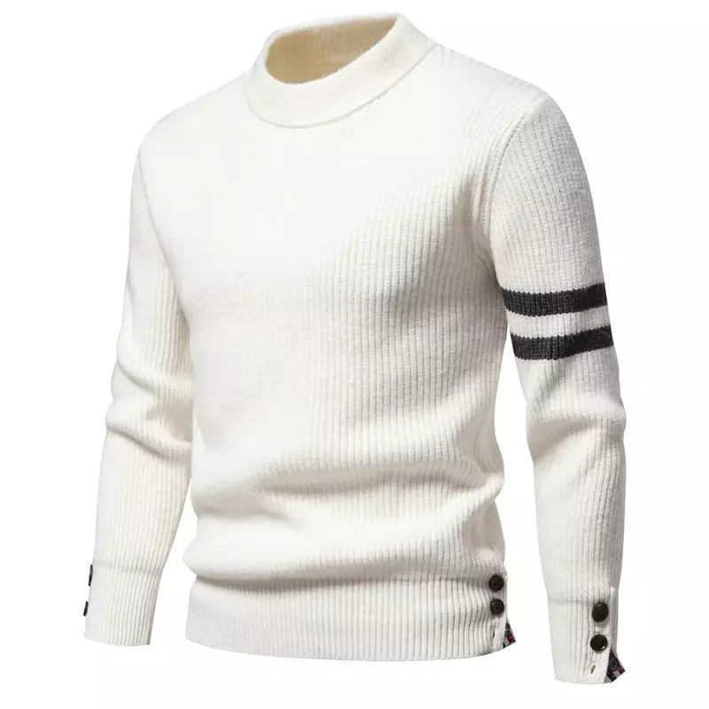 Suéter monocromático de malha grossa masculino, pulôver de gola redonda, luxo, alta qualidade, casual, original, japonês, novo, 2023