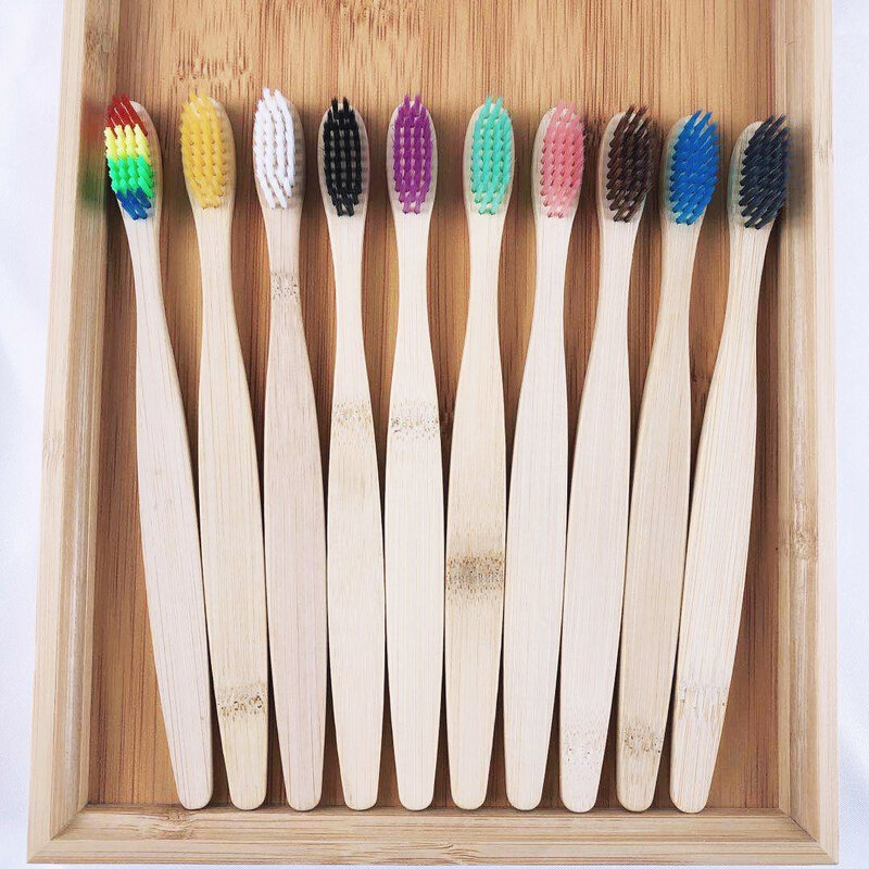 10/20/30/50/100pcs spazzolini da denti in bambù spazzolino da denti in legno ecologico portatile per adulti spazzolini da denti Soft Dental Oral Care
