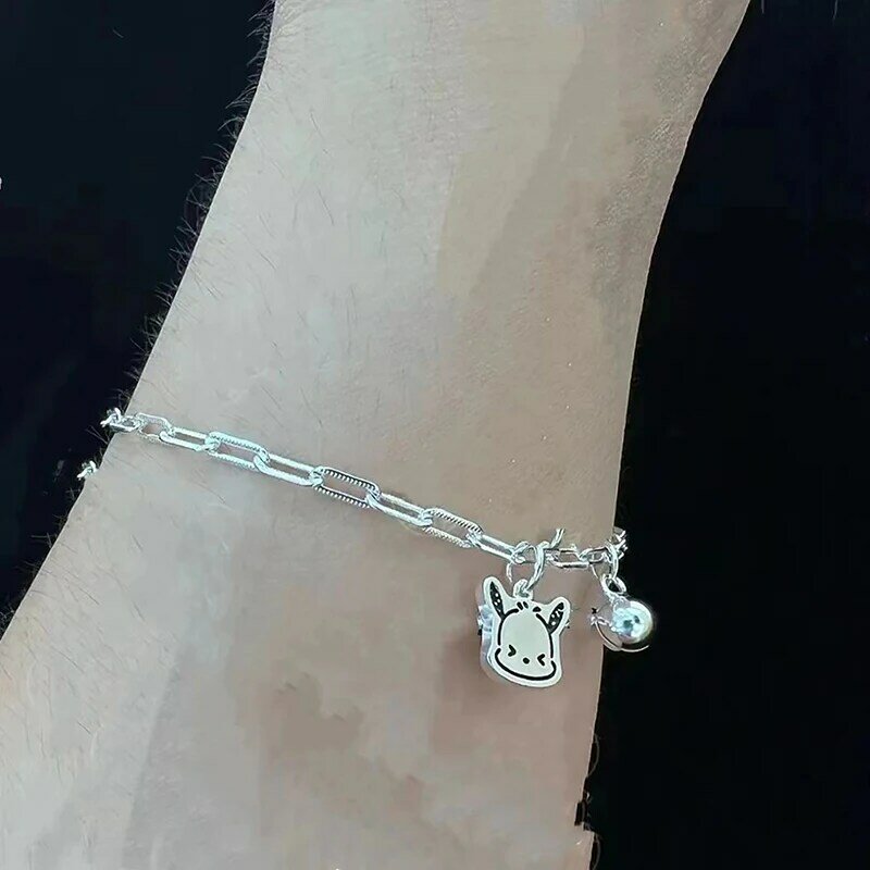 Anime Sanrio Pochacco Bracelet Cute Cartoon Silver Color Chain Bracelet Sweet Jewelry Gift For Women Girls