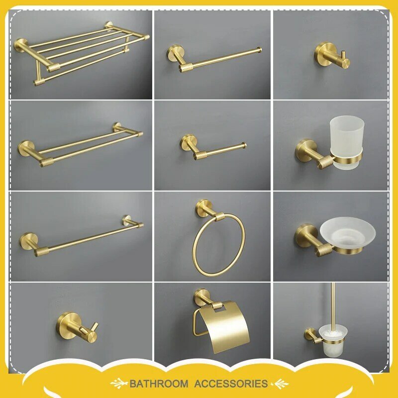 Accessori per il bagno in oro spazzolato zigrinato in acciaio inossidabile