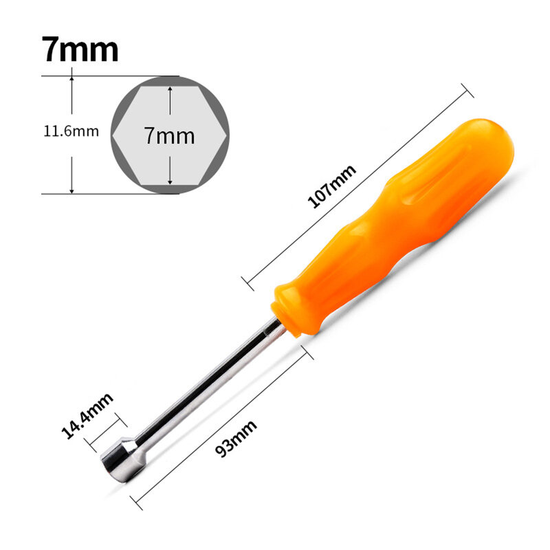 Wrench Nut Shank Drill Bit Screwdriver Socket Socket Wrench 6 Angle Wrench 190-200mm 1pc 5/5.5/6/7/8/9/10mm Orange