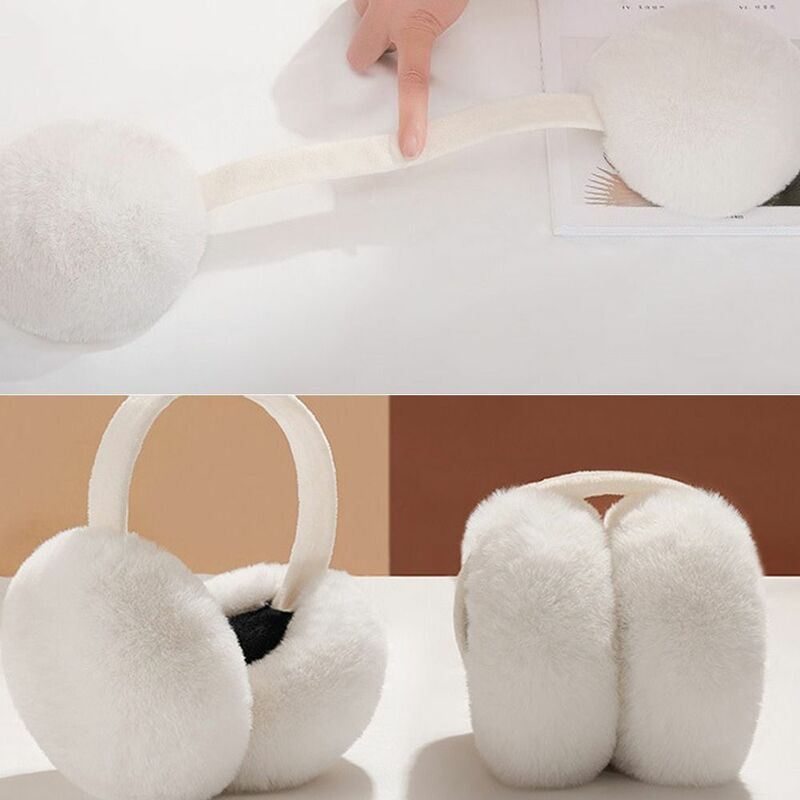 Cold Protection Soft Plush Earmuffs Portable Warm Cold Protection Winter Warm Faux Fur Ear-Muffs Folding Ear Warmer Gifts