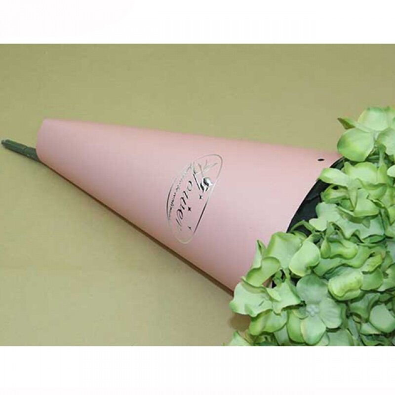 Produk kustom sarung kemasan bunga tahan air kustom kantung kertas kartu putih dengan gagang pita panjang