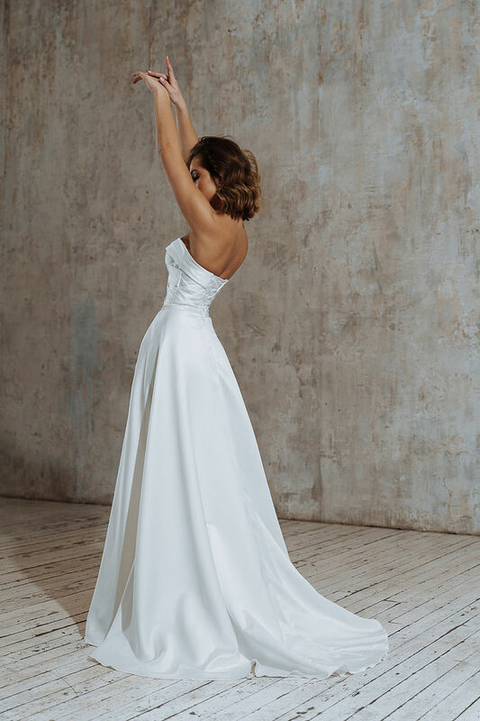 Einfache Hochzeits kleid Seite Schlitz A-Linie für Frauen anpassen, um Boden länge elegante zivile Brautkleider 2024 Robe de Marie zu messen