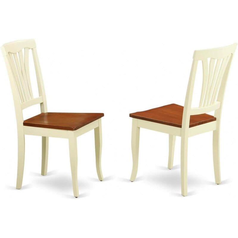 East West-muebles Avon para cocina, sillas de asiento de madera maciza con respaldo de listón para comedor, Juego de 2, mantequilla y cereza