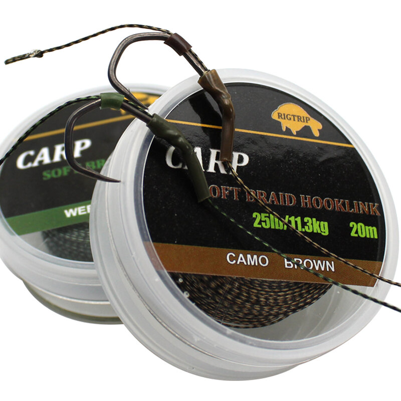 20m Carp Fishing Line Soft Hook Link Carp Hooklink Uncoated Braid Line for Hair Rig 15IB 25IB 35IB Carp Coarse Fishing Tackle