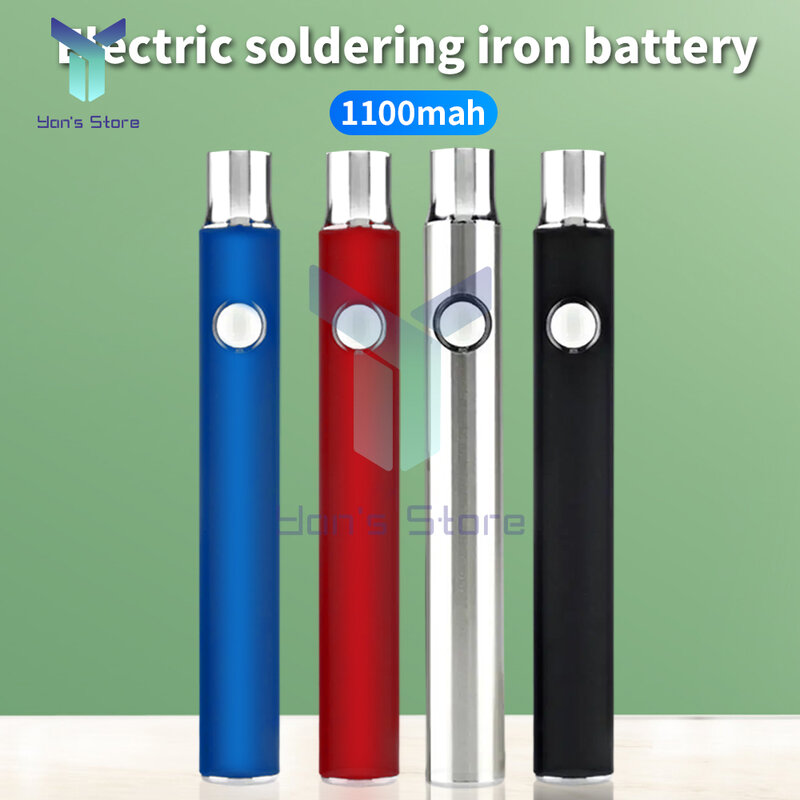 Carrinho de bateria Pen Button Battery Set, dispositivos de calor, ajuste de aquecimento, mini ferro de solda com carregador USB, 510 Thread, 1100mAh