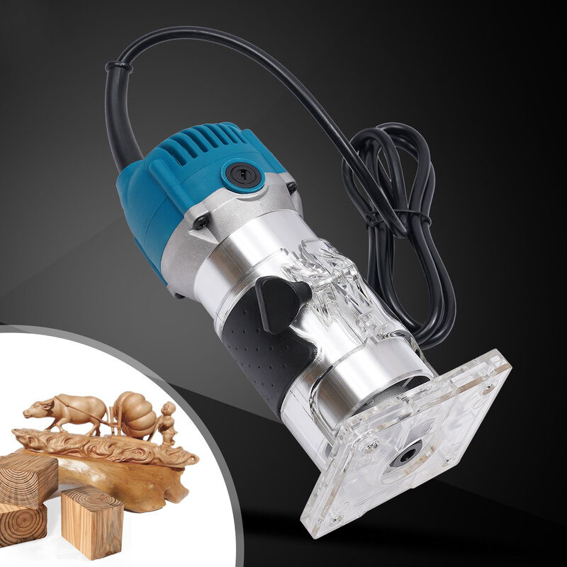 Electric Woodworking Trimmer 800W Wood Router Carving Edge Trimming Arc Slotting