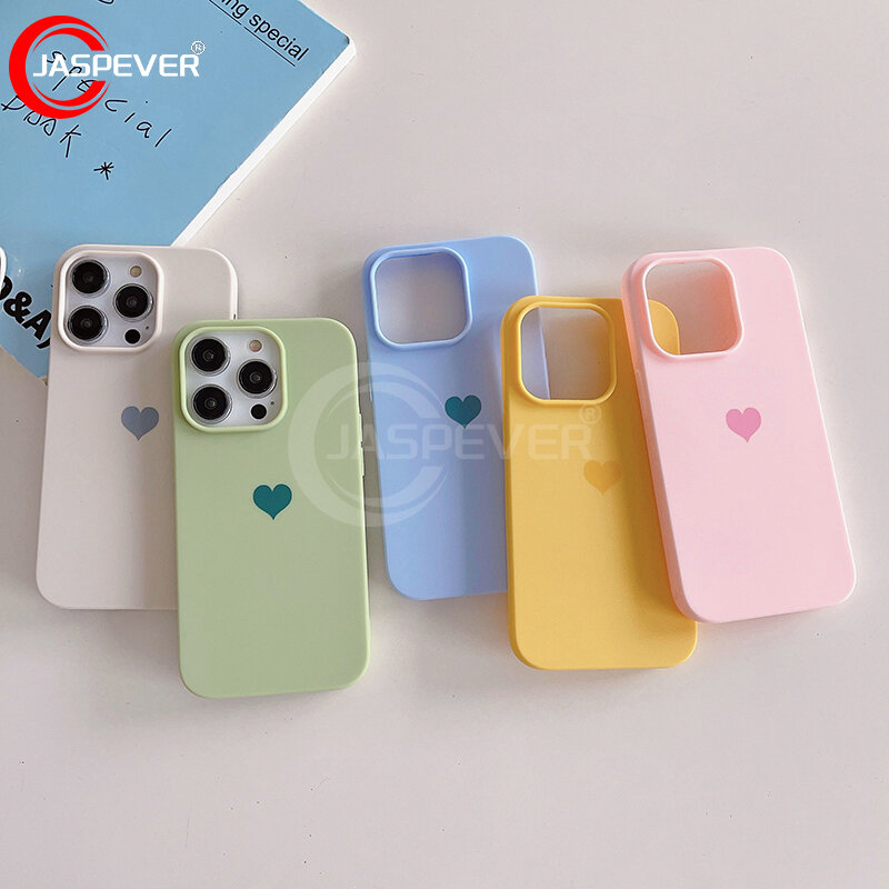 Luxury Love Matte Silicone Soft Candy Color Case For iPhone 15 14 Plus 13 12 Mini 11 Pro Max SE 2022 2020 Ultra Thin Back Cover