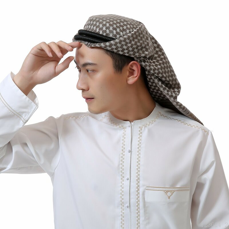 Männer Muslimischen Kopf Schal Saudi Arabischen Dubai Traditionelle Islamische Kleidung Männlichen Kopftuch Hijab Plaid Turban Shemagh Gutra Gebet Tragen