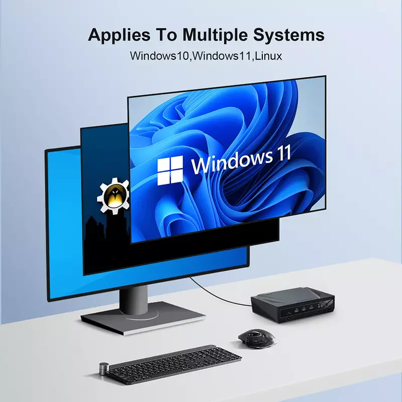 Hystou-ミニデスクトップコンピューター,Windows 10/Linux,Intel Core i9タイプc hd 4k,ディスプレイ付き,10月11日