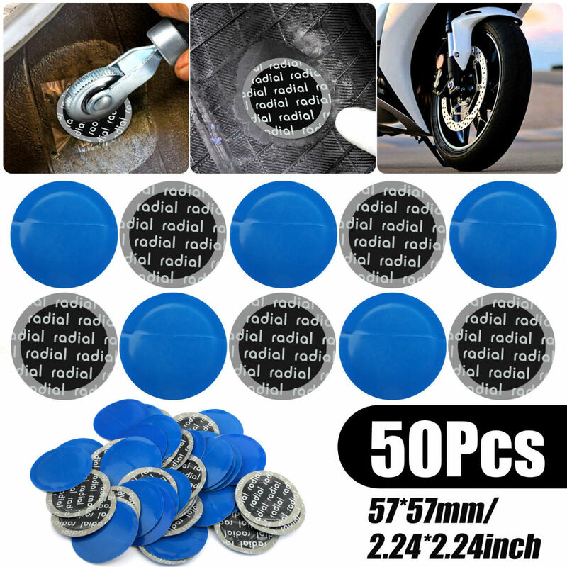 50 Stück Auto Motorrad Vakuum Reifen Reparatur Patches 57mm Auto Gummireifen Patches Runde Pannen Reparatur Patches Kit Fahrrad zubehör