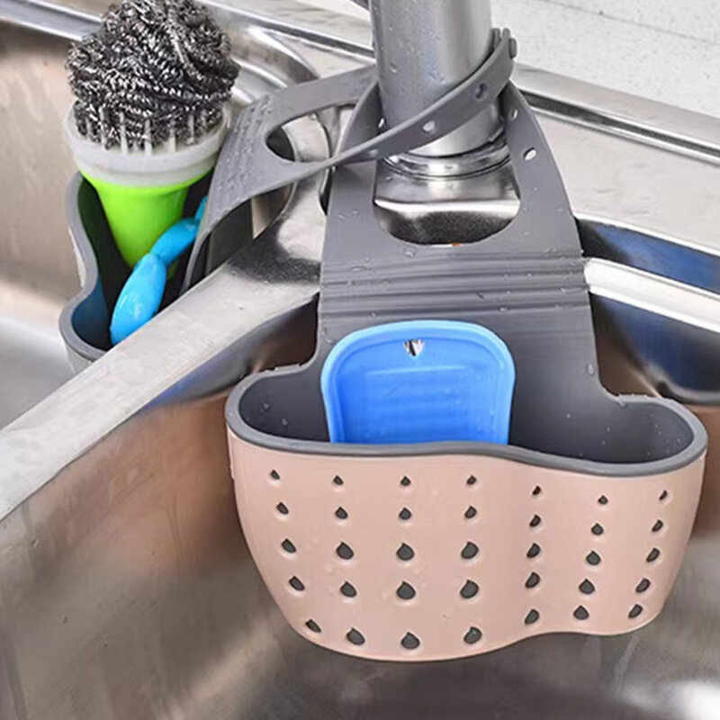 Otário de camada dupla para utensílios de cozinha, escorredor, cesta suspensa, estante de esponja, prateleira de ventosa útil, ferramenta de armazenamento