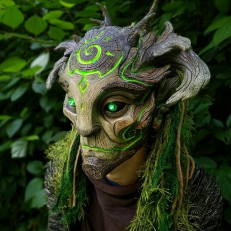 森の精神緑の木古い男のマスク,怖いホラー,ゾンビクーシー,ゴースト,ハロウィーン,イスラム教,女性のためのカーニバルパーティーのアクセサリー