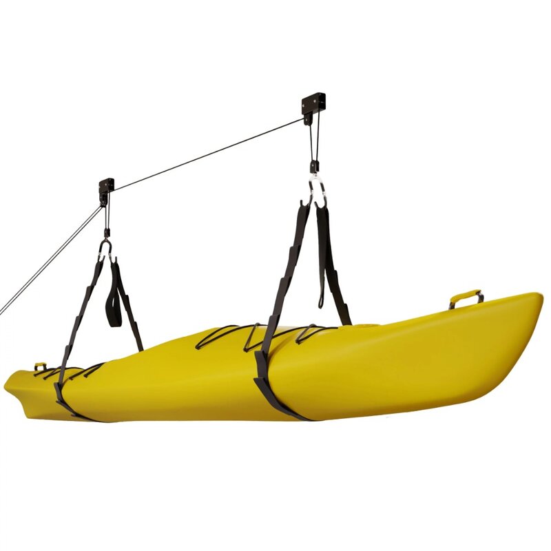 카약 리프트 오버헤드 도르래 시스템, 125 파운드 카누, 자전거, 사다리 또는 카약 보관, 최대 12 피트