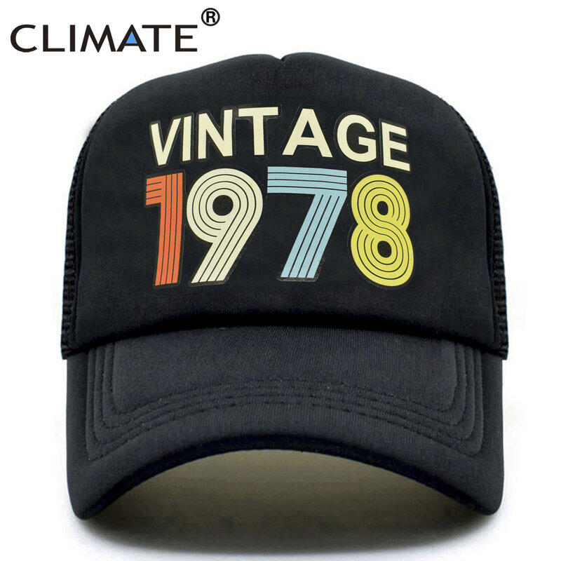 CLIMATE Vintage 1978 Cap 1978 Vintage Trucker Cap Men Retro 40th Birthday Gift Baseball Caps Black Cool Trucker Caps Hat