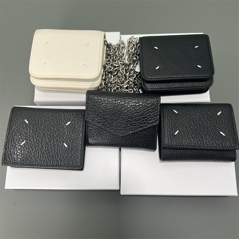 2024 Fashion High Quality y2k Chain Crossbody Zero Wallet Light Luxury and Simple Cowhide Half Fold Bag Daily Sports Zero Wallet