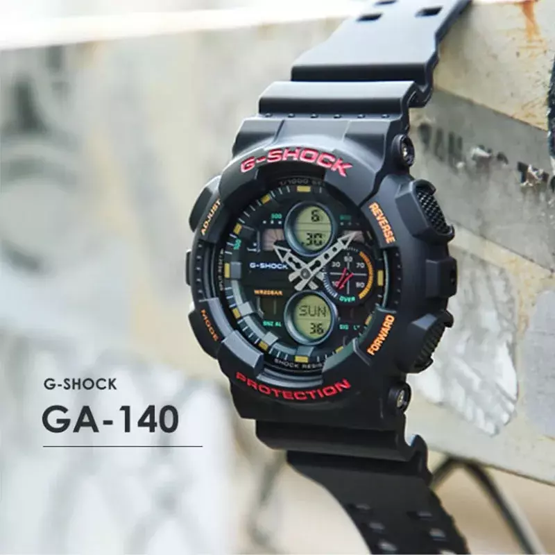 G-SHOCK-Relógio quartzo multifuncional masculino, à prova de choque, caixa de resina GA140, esportes ao ar livre, moda, novo