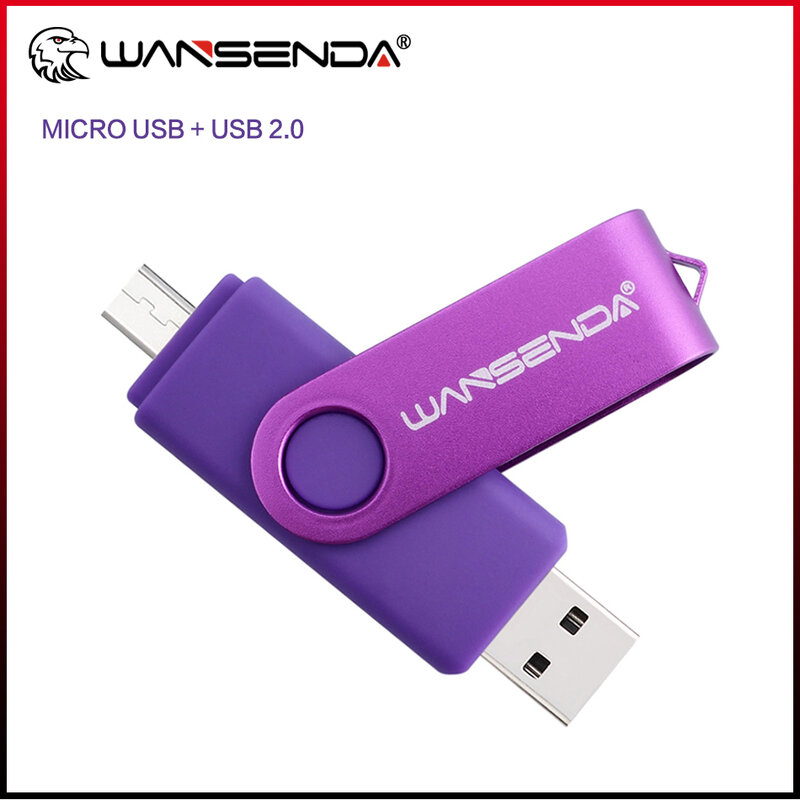 Wansenda-Unidade Flash USB OTG, Pendrive para telefone Android, Tablet, PC, USB 2.0, Thumb Drive, 256GB, 128GB, 64GB, 32GB, 16GB, 8GB