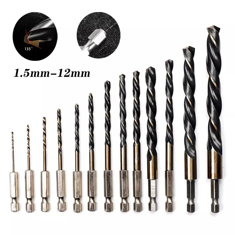 Hex Shank HSS Twist Drill Bit Set Hex Shank for Quick Change Wood Metal Hole Cutter Core Drilling Tool Power Tools Accessories
