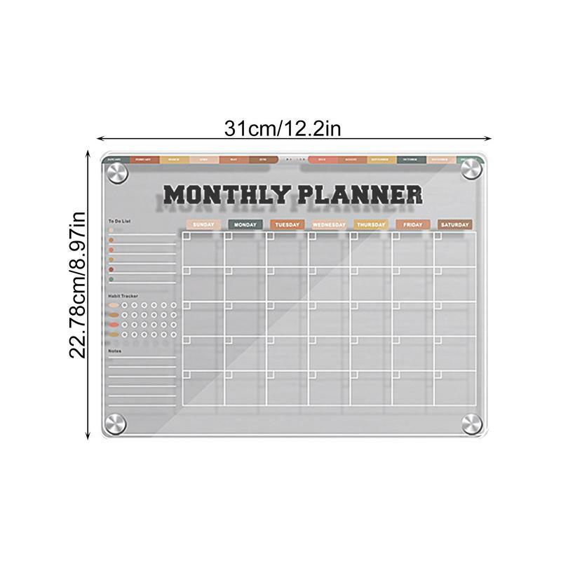 Kalender magnetik transparan papan penghapus kering kulkas papan tulis papan jadwal perencana kecil untuk melakukan daftar