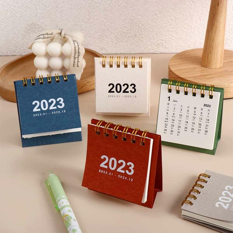 Mini calendário monocromático de papel, agendador diário, planejador de mesa, organizador, mesa, 2023, 2022