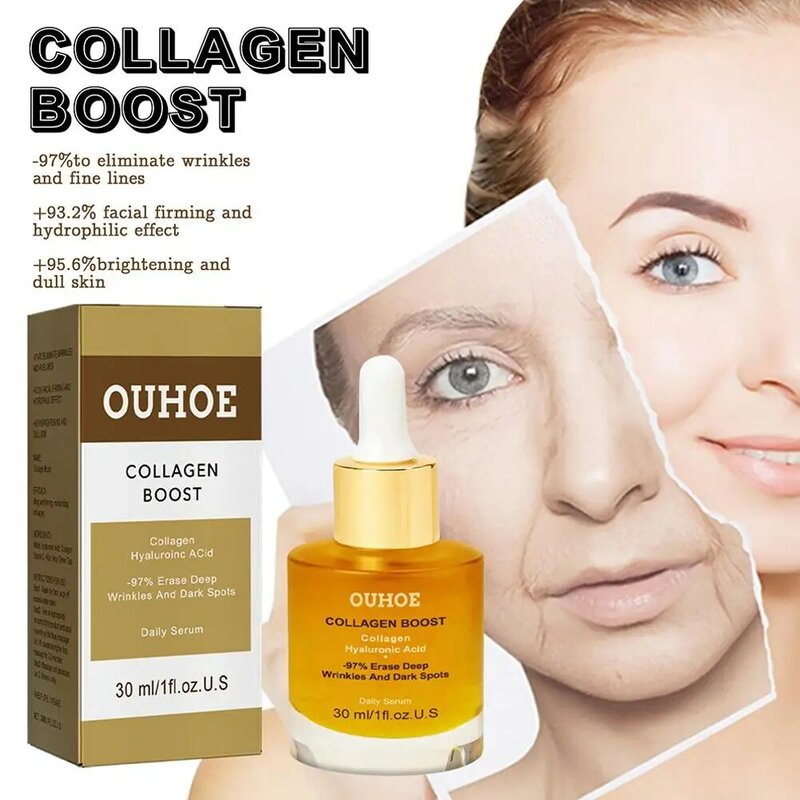 30ML Advanced Collagen Boost Anti Aging Serum Reduces Wrinkles Dark Spots Face Serum Essence for Women skin Care
