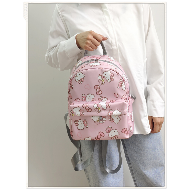 Sanrio tas sekolah Hello Kitty, ransel lucu kapasitas besar kasual dan ringan tahan air tahan noda