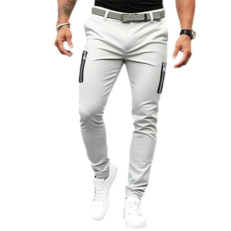 Модные мужские облегающие эластичные брюки-Чино, удобные и дышащие брюки, идеально подходят для повседневной и спортивной деятельности