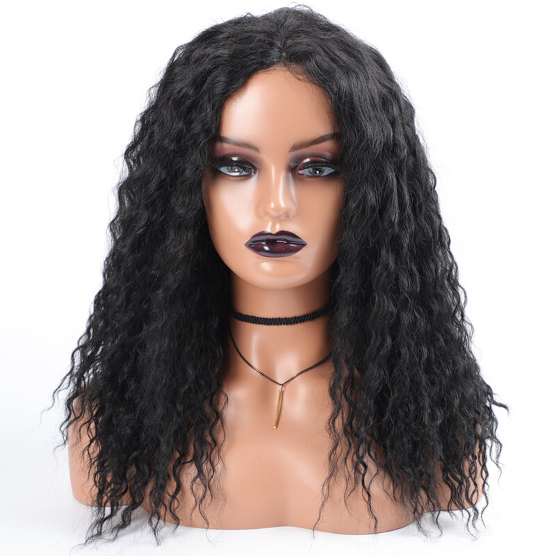 Peluca de cabello humano no Remy para mujer, 4x4 con cierre pelo rizado, Color negro, línea de pelo prearrancada