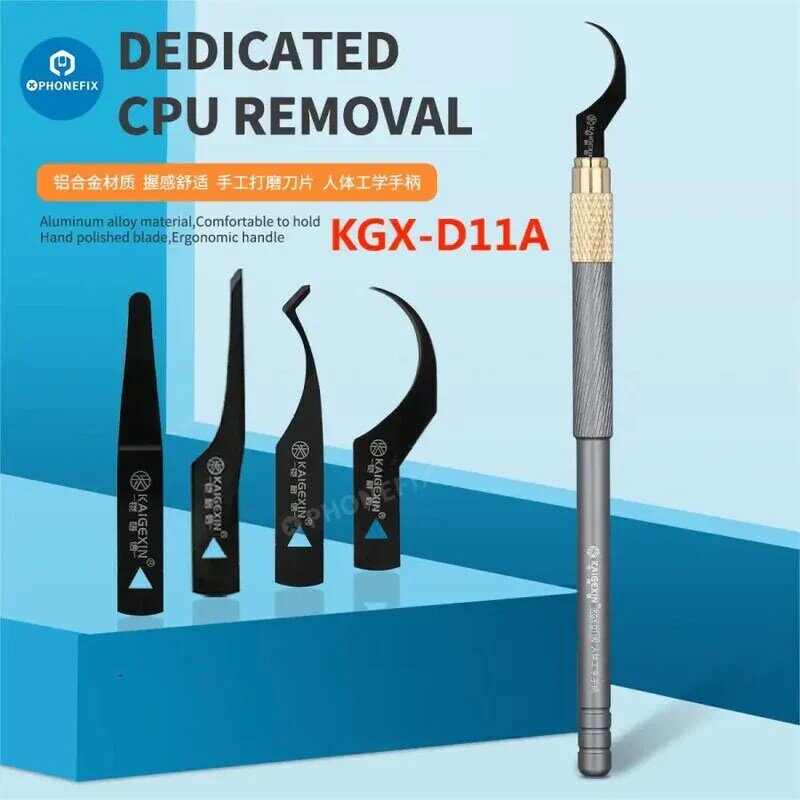 Qianli-cuchillo de eliminación de pegamento Kaigexin KGX-D11A, cuchilla de Metal negro, raspador de Chip IC para iPhone, CPU, PCB, 007, 008, 009, 011