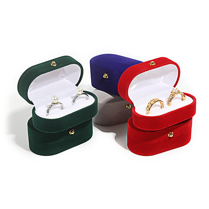 Velvet Ring Box Double Stud Jewelry Packaging Case Wedding Earrings Storage Holder Organizer Gift Showcase