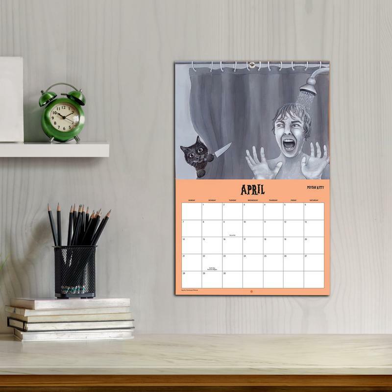 Calendario de pared de gato para planificación, 12 meses, lindo, mensual, 2024